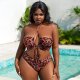 New split leopard print sexy plus size three piece set plus size swimsuit for women