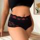 Plus Size Black Red Lip Print Lace Boyshort: Lifting & Breathable Teen Underwear