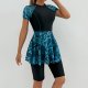 New Split Swimsuit Women's Conservative Sports Short Sleeve Skirt Printed Splicing Surfing Suit