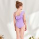 Children's swimsuit fashion slanted shoulder solid color ruffle edge girls' swimsuit hot spring swimsuit