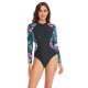 New one-piece swimsuit printed long sleeved zipper tight fitting swimsuit for women