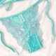 Turquoise Lace Halter Lingerie Set: Push-Up Low-Back Pure Desire Style (XS-L)