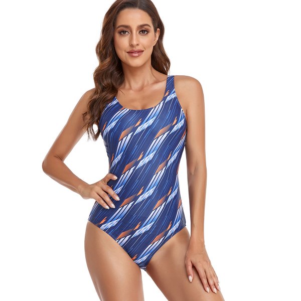 New swimsuit vest style printed sports swimsuit one-piece women's swimsuit