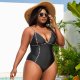 New one-piece swimsuit solid color sexy plus fat plus plus size swimsuit