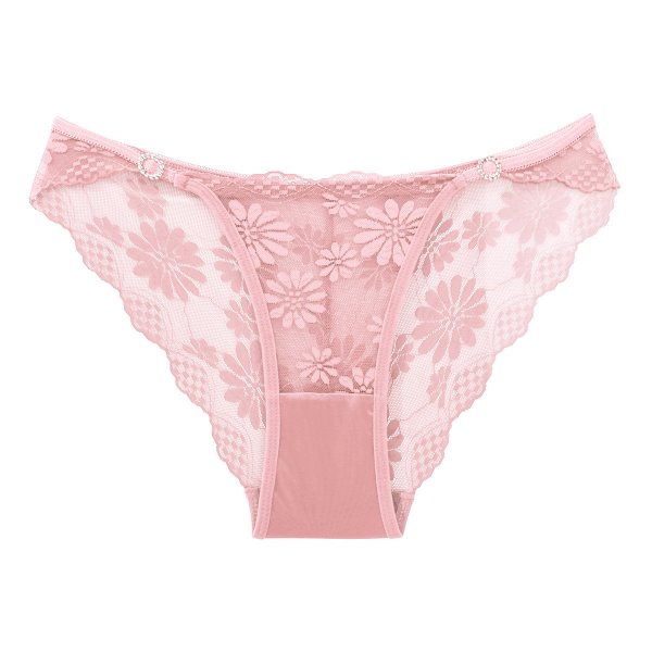 Women's light luxury briefs, featuring sexy lace, breathable lace, thin and smooth, skin-fitting, low-waisted, and half-covered hip