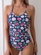 New one-piece printed swimsuit sexy and fashionable solid color swimsuit for women