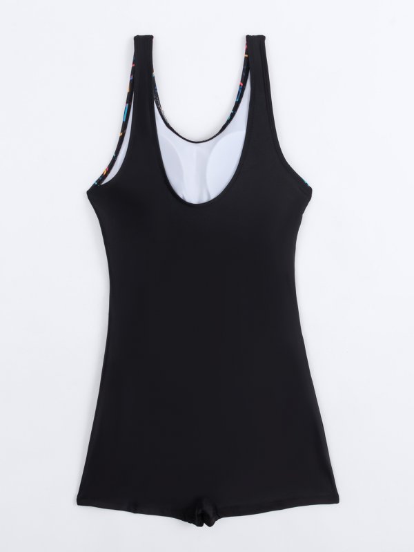 New one-piece printed patchwork conservative sports tight competitive swimsuit for women