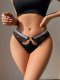 Black Lace Thong with Glitter Waistband & Heart Hardware: Breathable Teen Underwear (XS-L)