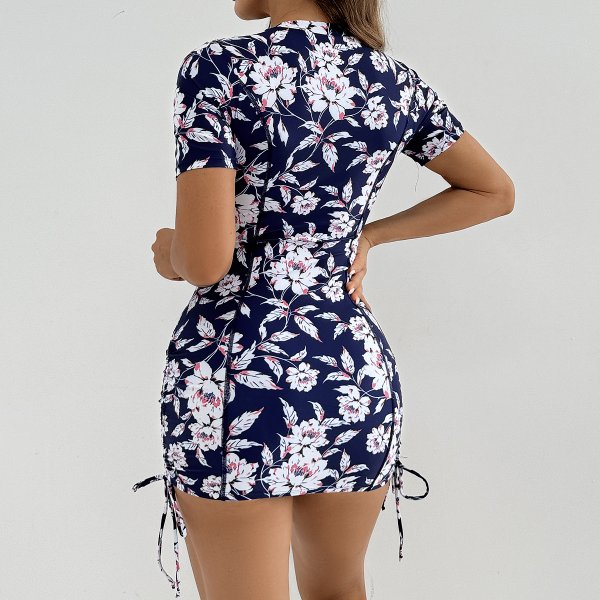 2025 new swimsuit women's printed short sleeved women's sports suit