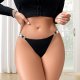 Black Glitter Waistband Thong: Seamless Invisible Nylon Underwear