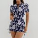 2025 new swimsuit women's printed short sleeved women's sports suit