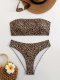2026 popular leopard print strapless bikini sexy back resort hot spring beach split swimsuit