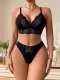 Women's lace bra set French style backless gathered cross exposed bra