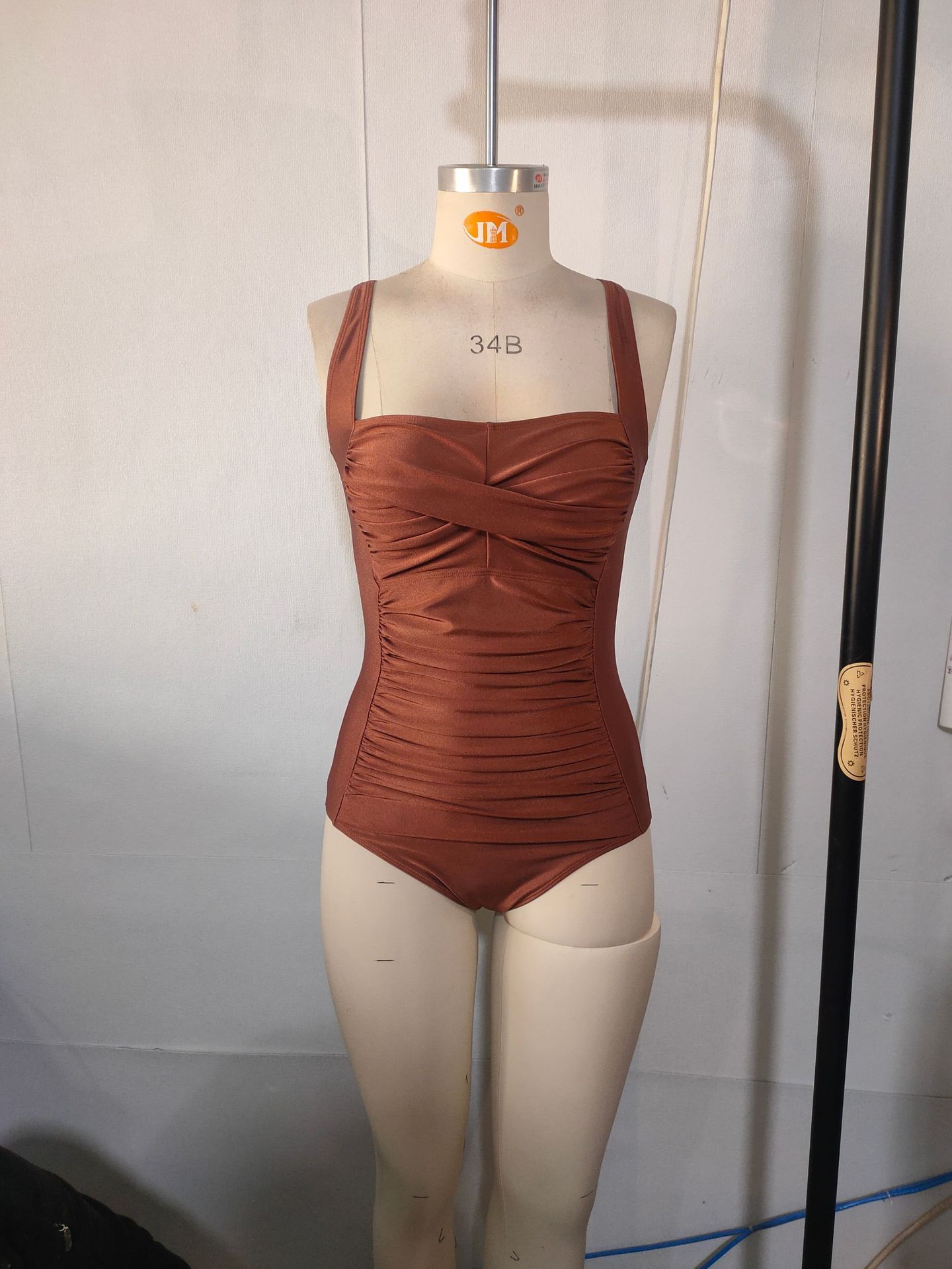 (image for) Women Solid Ruched Tank One Piece Swimsuit, Sleeveless Conservative Tummy Control Bathing Suit
