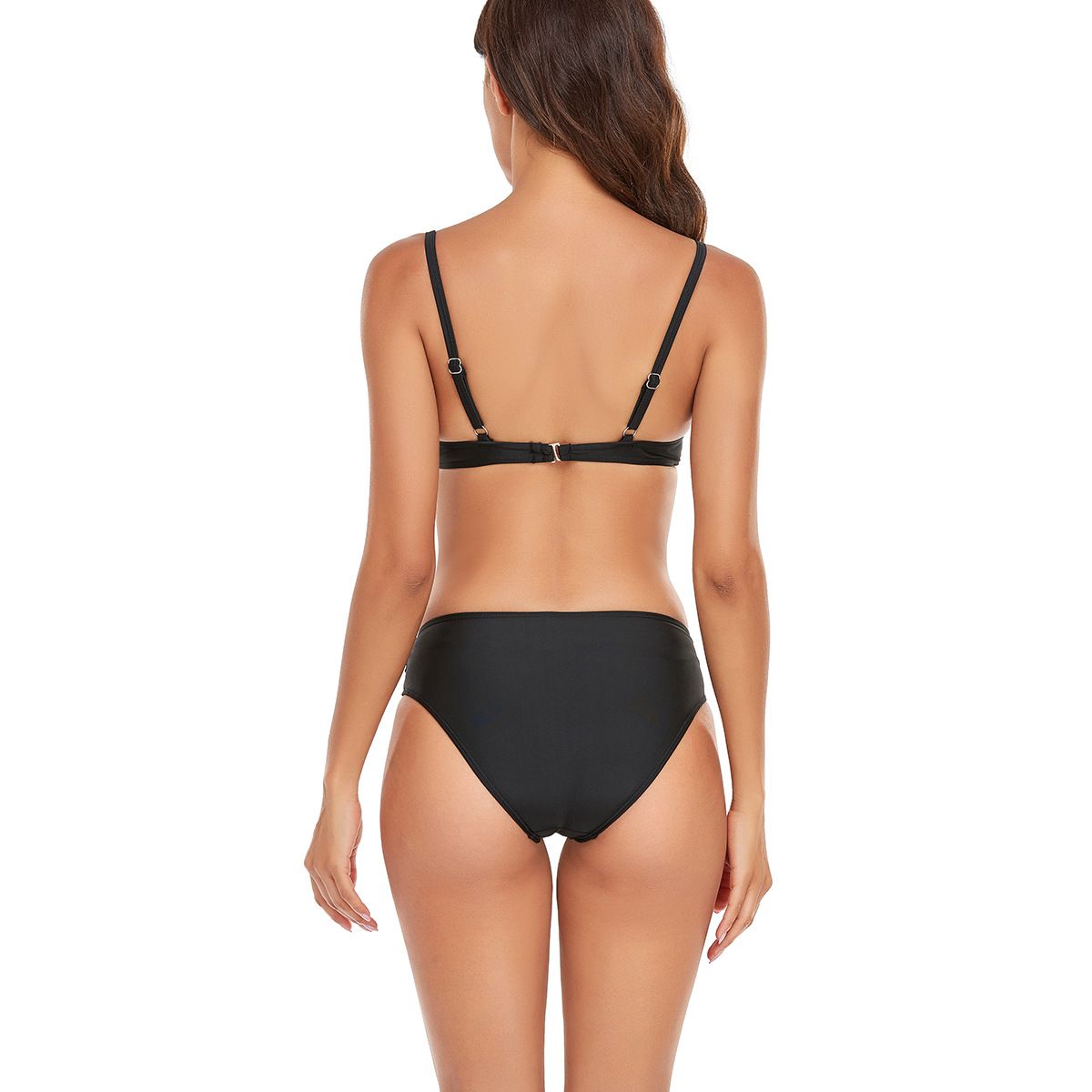 (image for) Women Solid Push‑Up Bikini Set, Underwire Two‑Piece Swimsuit