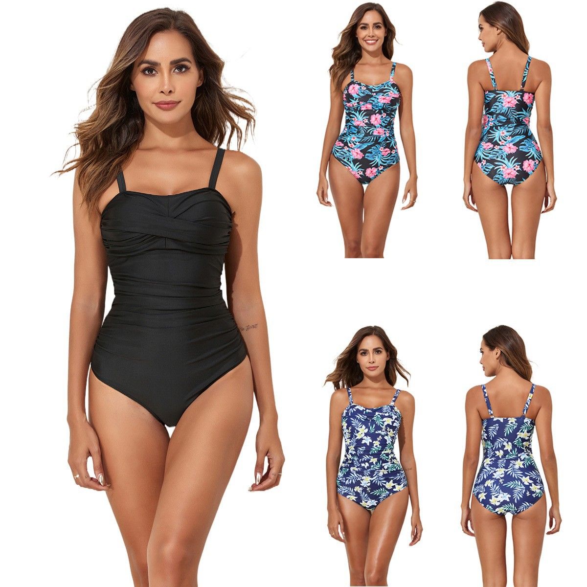 (image for) Women Conservative Slim‑Fit One‑Piece Swimsuit Sexy Bathing Suit For Spa Swimming