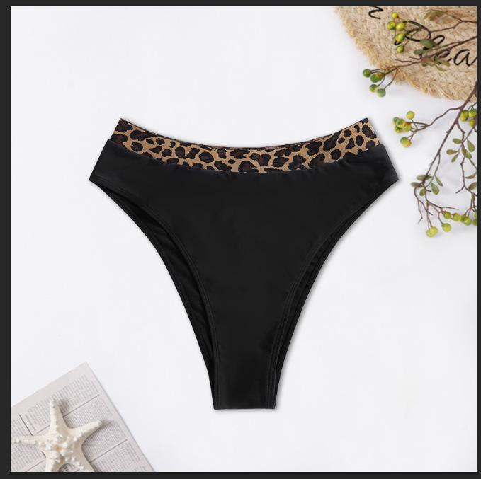 (image for) Women Leopard Waistband Bikini Bottom Triangle Swim Brief S‑XXL