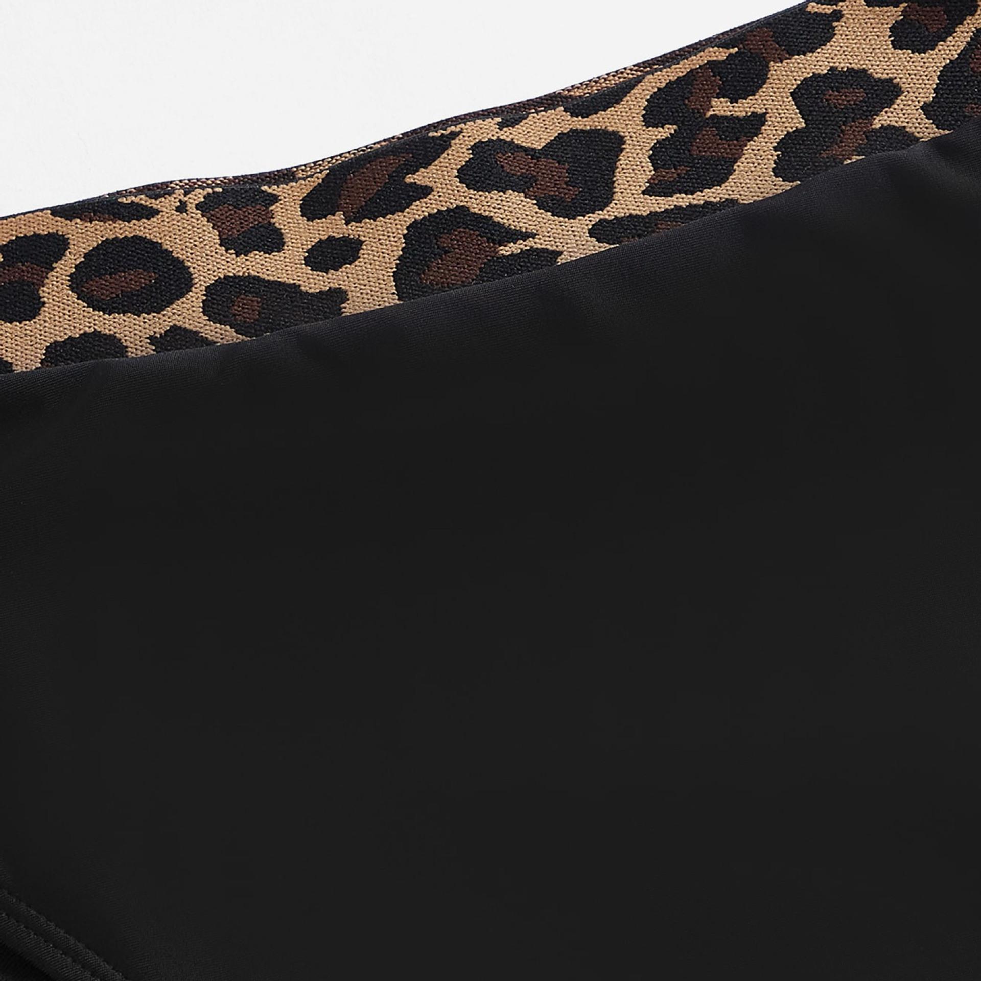 (image for) Women Leopard Waistband Bikini Bottom Triangle Swim Brief S‑XXL