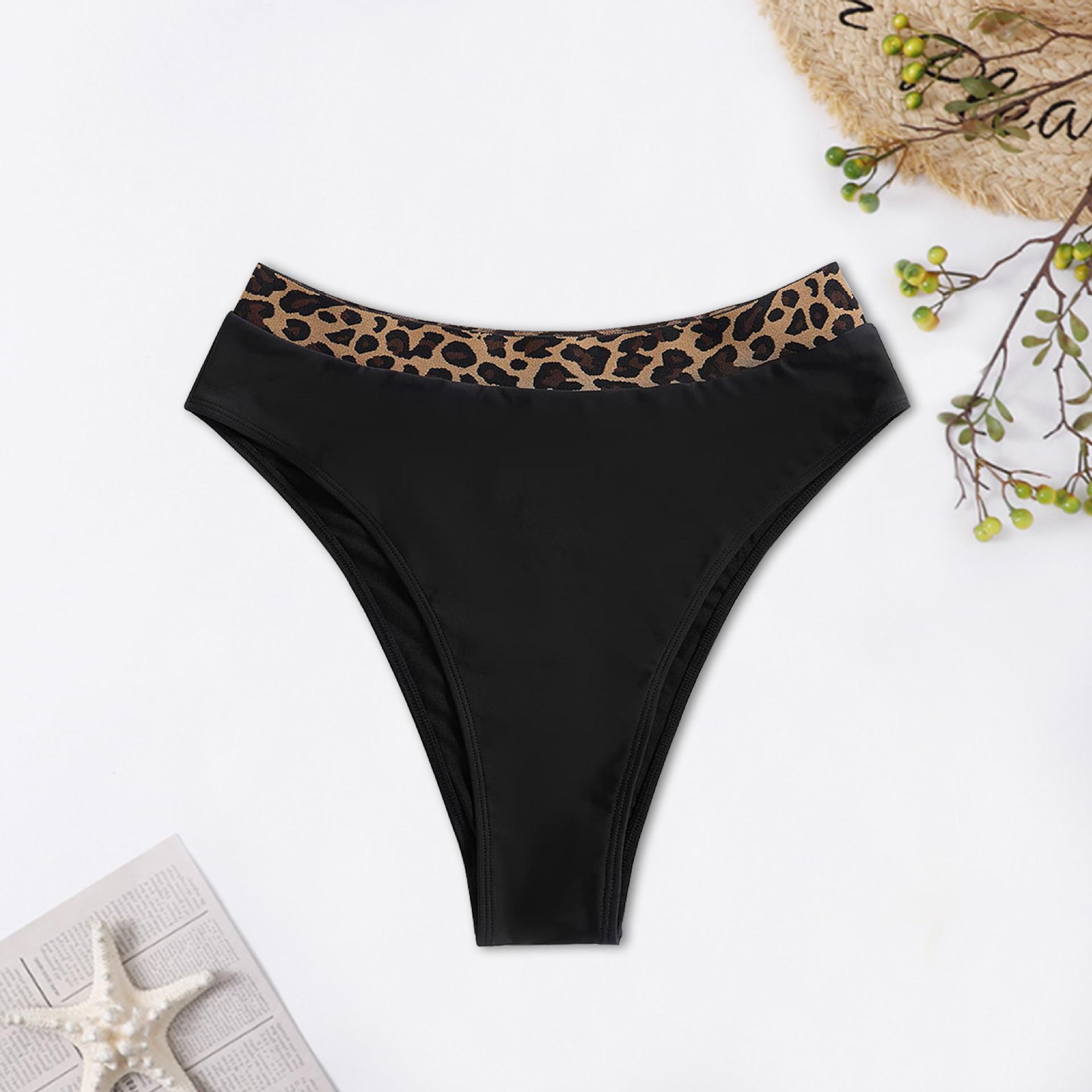 (image for) Women Leopard Waistband Bikini Bottom Triangle Swim Brief S‑XXL
