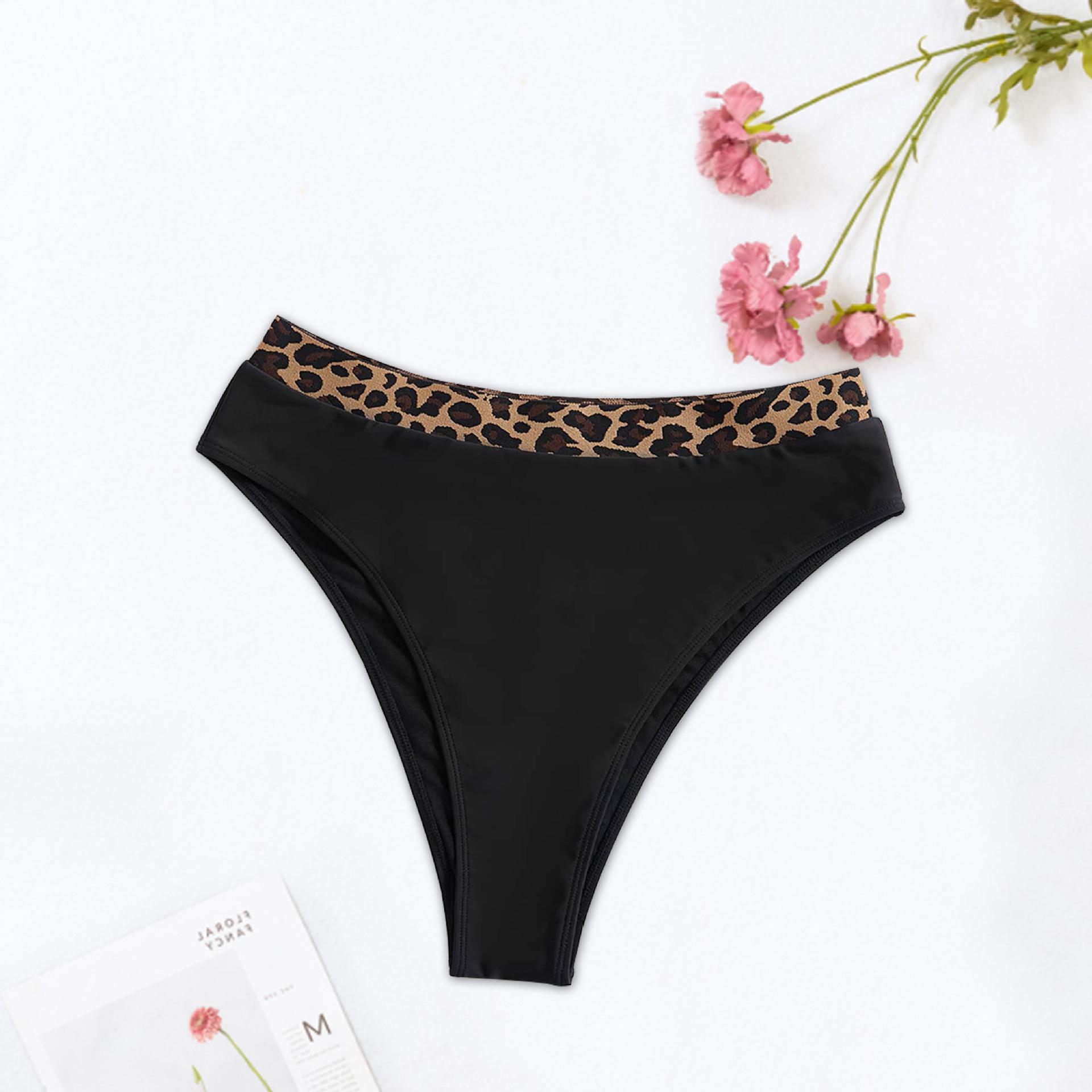 (image for) Women Leopard Waistband Bikini Bottom Triangle Swim Brief S‑XXL