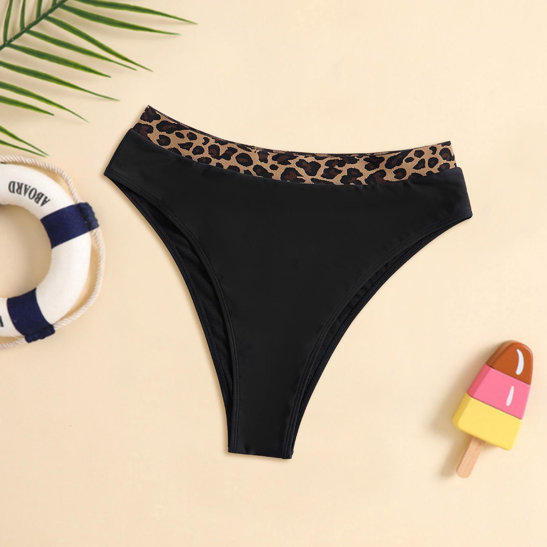 (image for) Women Leopard Waistband Bikini Bottom Triangle Swim Brief S‑XXL
