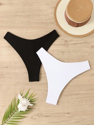 (image for) Women Solid Ruched Bikini Bottom High‑Cut Swim Briefs S‑XXL