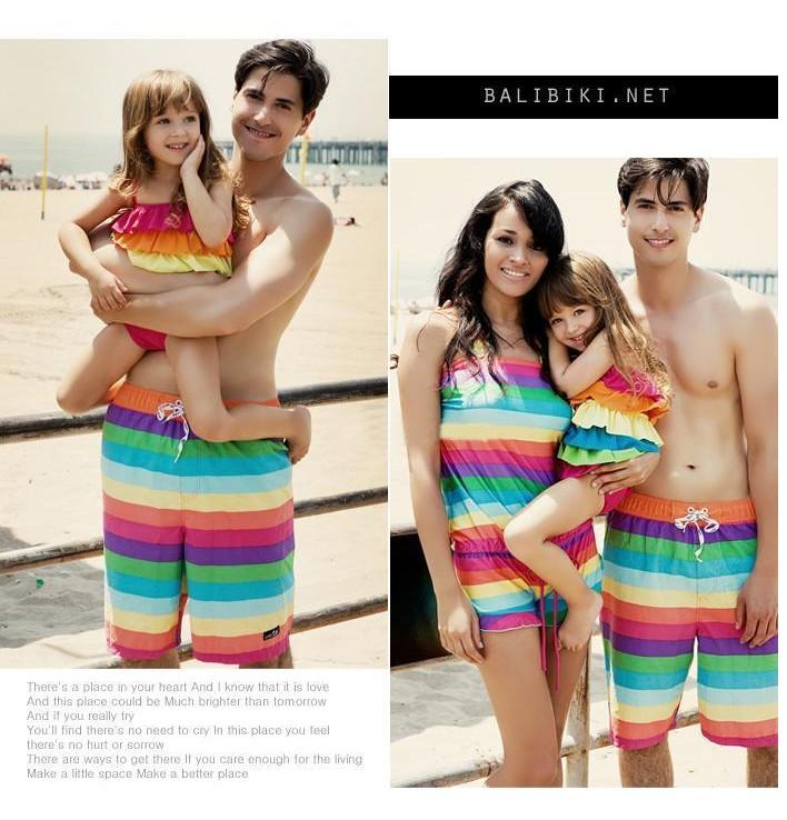 (image for) Girls Rainbow Layered Ruffle Cake Dress One‑Piece Swimsuit Kids Bathing Suit M‑XL