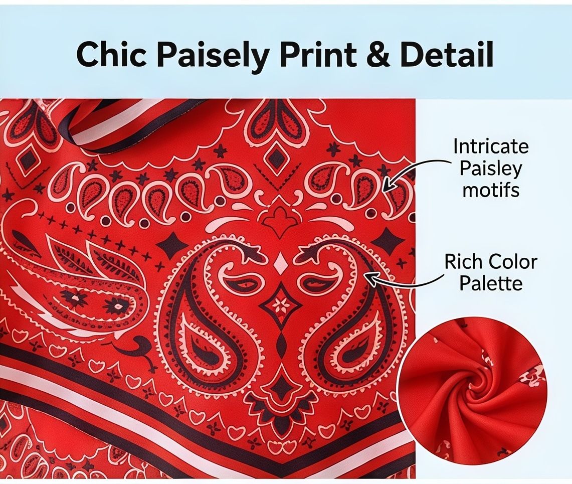 (image for) Women Retro Paisley Bandana Print Layered Ruffle Tankini Set with Boy Shorts, Conservative Tummy Control Slimming Two Piece Swimsuit S-XXL