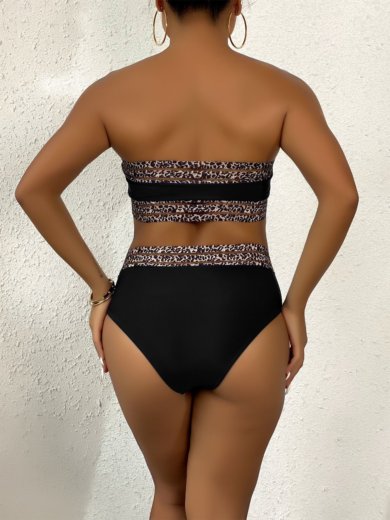 (image for) Women Bandeau High‑Waist Two‑Piece Bikini Swimsuit S‑XXL