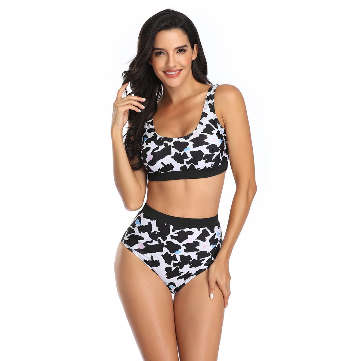(image for) Sporty Tank‑Top Two‑Piece Bikini Set High‑Waist Boyshort Swimwear for Women