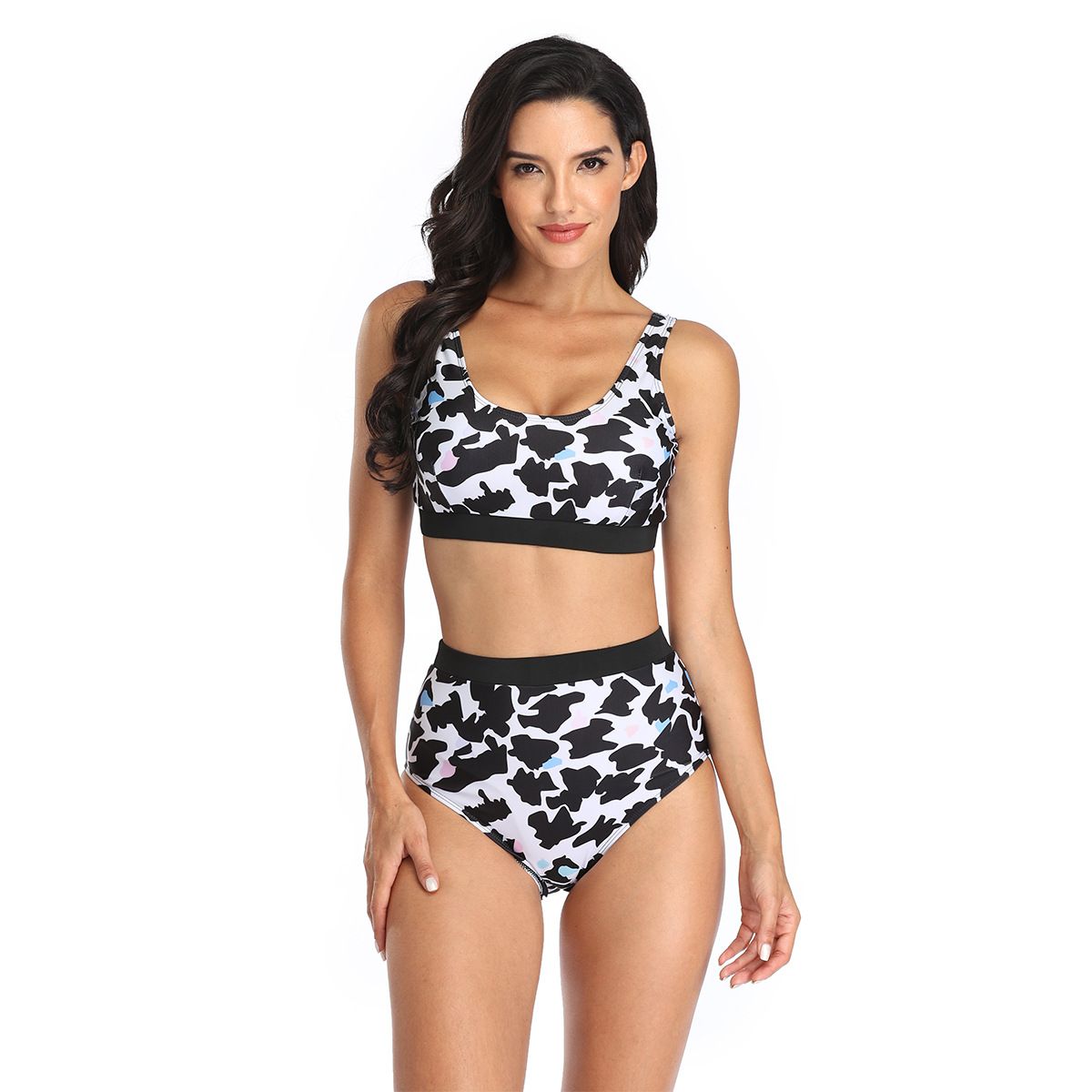(image for) Sporty Tank‑Top Two‑Piece Bikini Set High‑Waist Boyshort Swimwear for Women