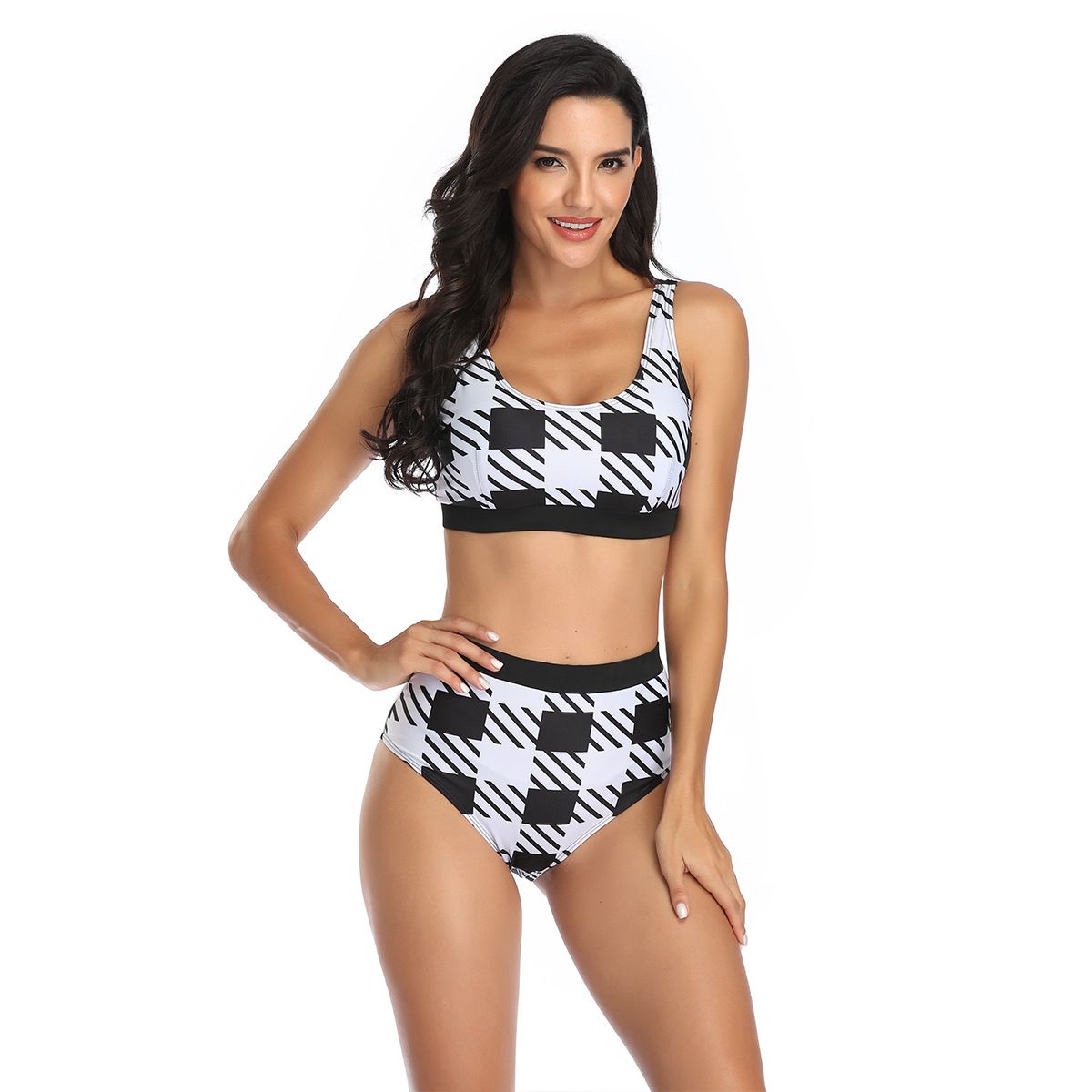 (image for) Sporty Tank‑Top Two‑Piece Bikini Set High‑Waist Boyshort Swimwear for Women