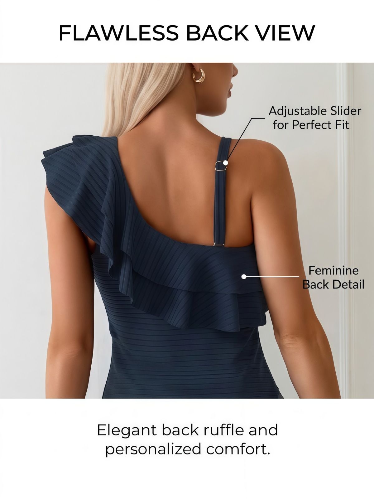 (image for) 2026 Women One Shoulder Ruffle Tankini Set, High Waist Side Slit Skirted Bottom Tummy Control Two Piece Swimsuit with Padded Cups S-XXL