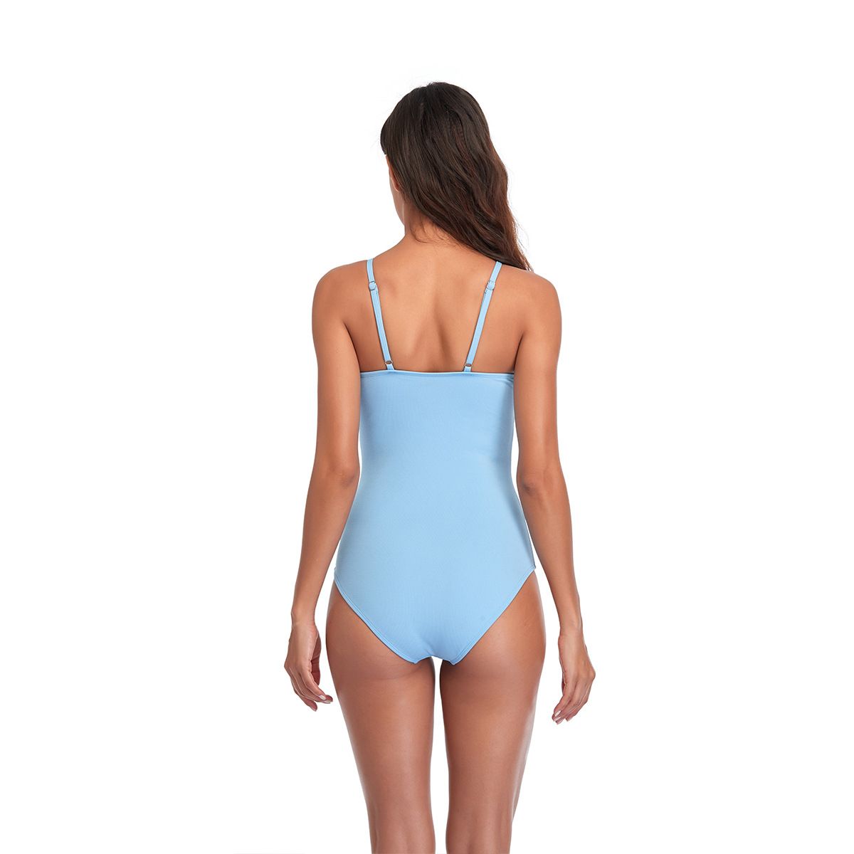 (image for) Women Halter Tie‑Front One‑Piece Swimsuit, Sexy Backless Solid Color Bathing Suit
