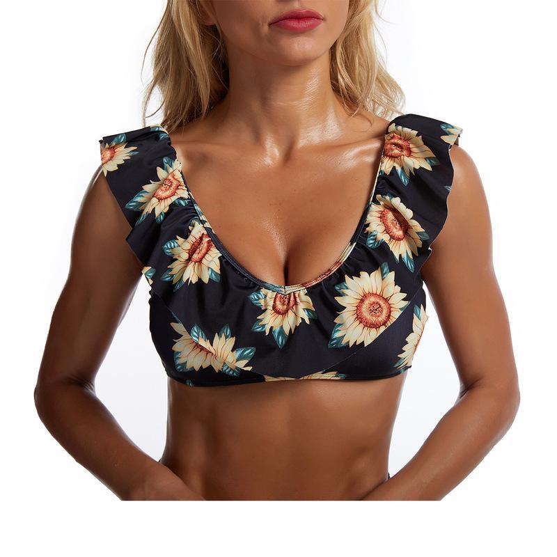 (image for) High Waist Ruffle Shoulder Bikini Set Off‑Shoulder Two‑Piece Women Swimwear Bathing Suit