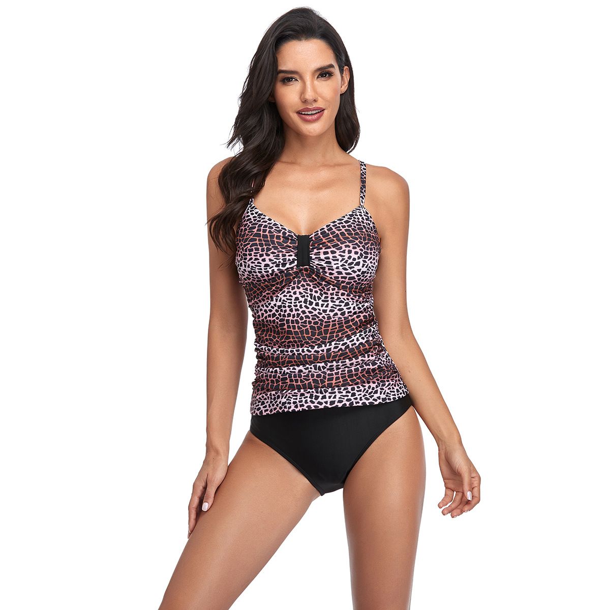 (image for) Women Printed Tankini Two‑Piece Bikini Swimsuit, Conservative Slim Bathing Suit