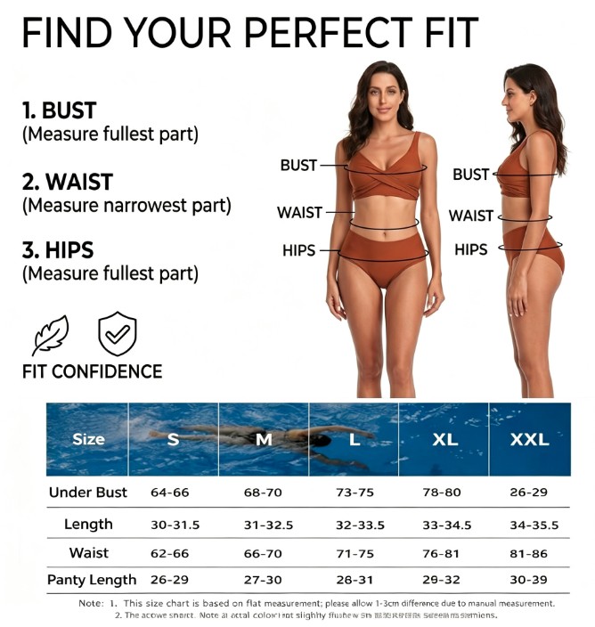 (image for) Women Solid Twist Front High Waist Two‑Piece Bikini Swimsuit S‑XL