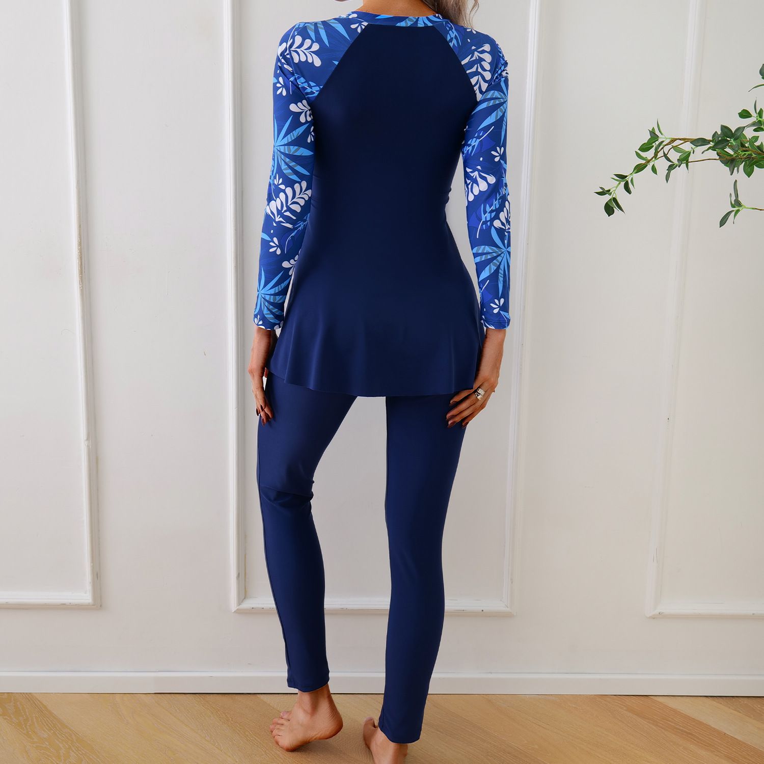 (image for) Women Modest Muslim Swimwear Long Sleeve Zipper Burkini Full Coverage Swimsuit