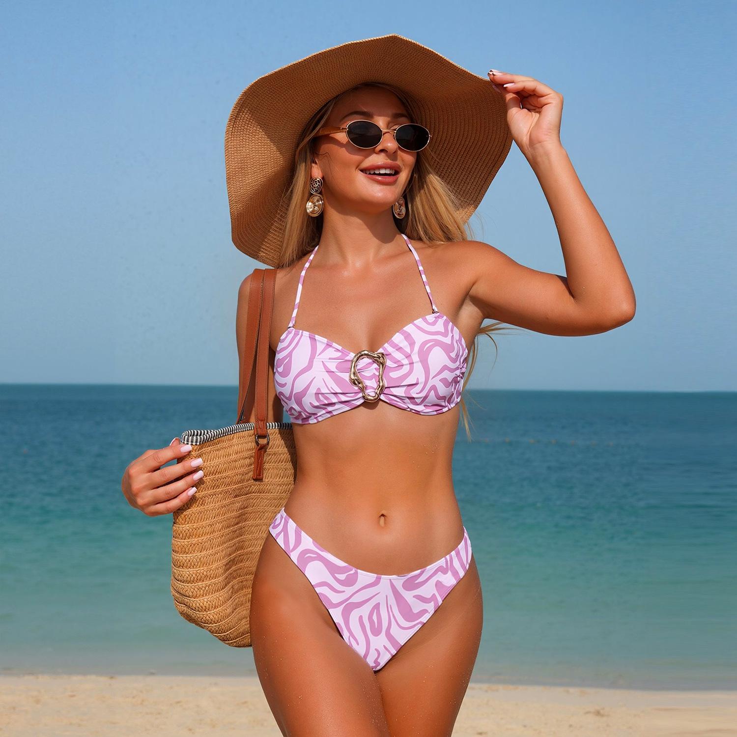 (image for) New Sexy Two Piece Bikini Set, Women Halter Zebra Print Triangle Bathing Suit Multi-color Swimwear