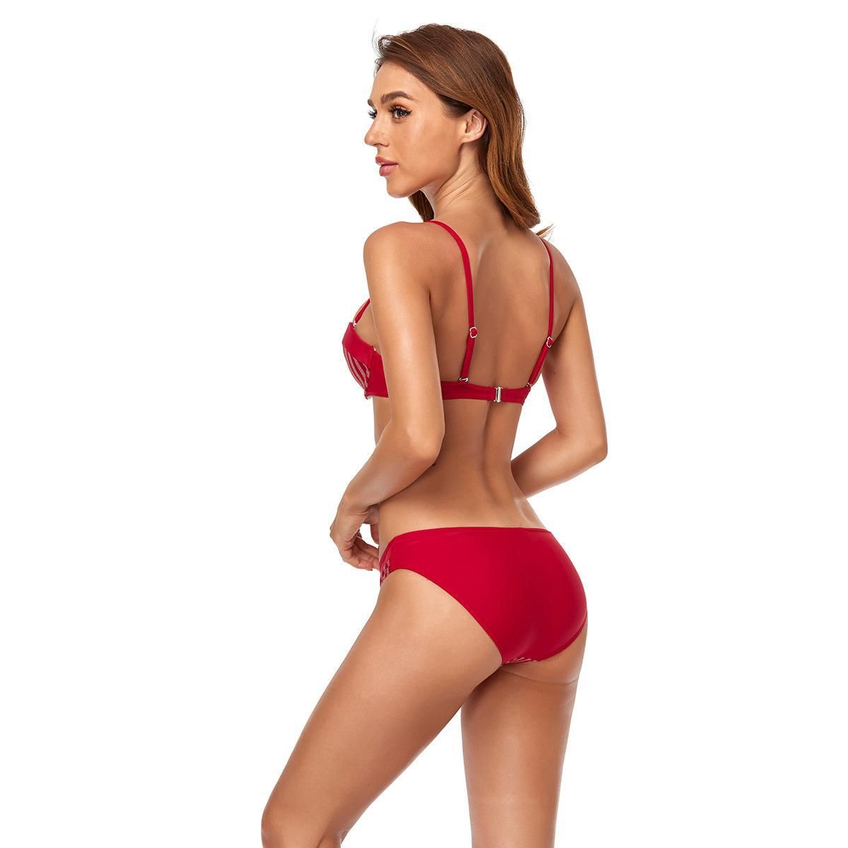 (image for) Striped Underwire Bikini Set Backless Two‑Piece Swimwear Women Bathing Suit