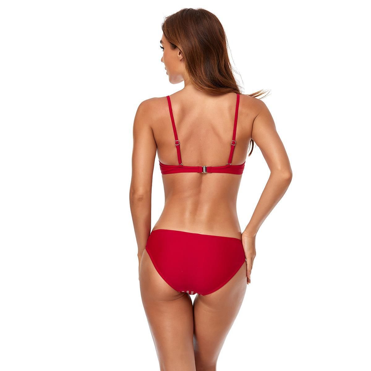 (image for) Striped Underwire Bikini Set Backless Two‑Piece Swimwear Women Bathing Suit