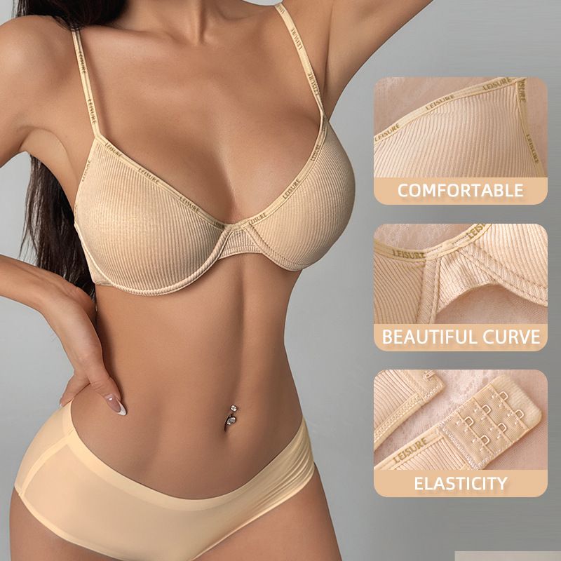 (image for) Women's Front Closure Racerback Push-Up Bra 3/4 Cup Thin Top Thick Bottom Seamless Wire-Free Side Support Back Smoothing Everyday Bralette