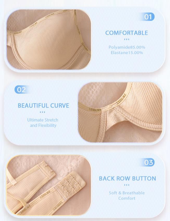 (image for) Women's Front Closure Racerback Push-Up Bra 3/4 Cup Thin Top Thick Bottom Seamless Wire-Free Side Support Back Smoothing Everyday Bralette