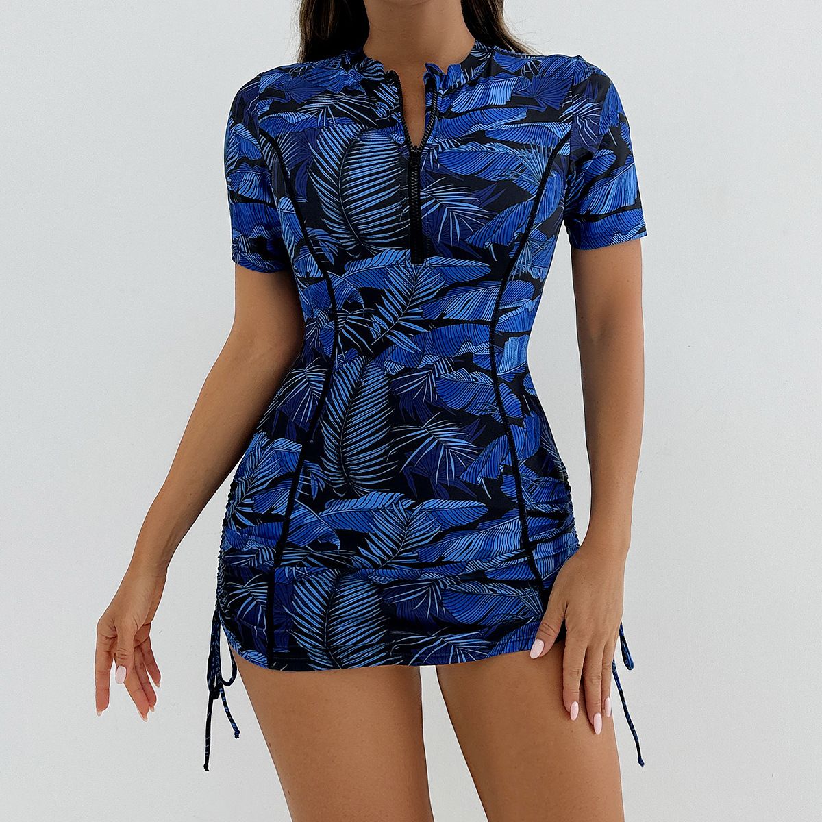 (image for) 2026 New Women Printed Short‑Sleeve Sports Set Rash Guard Swimsuit