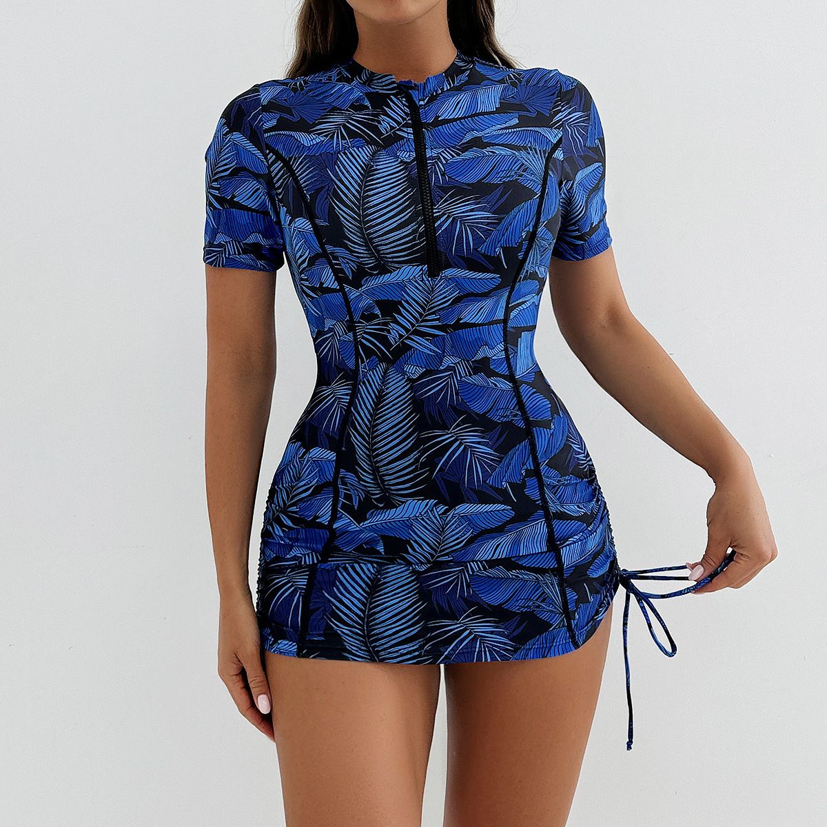 (image for) 2026 New Women Printed Short‑Sleeve Sports Set Rash Guard Swimsuit