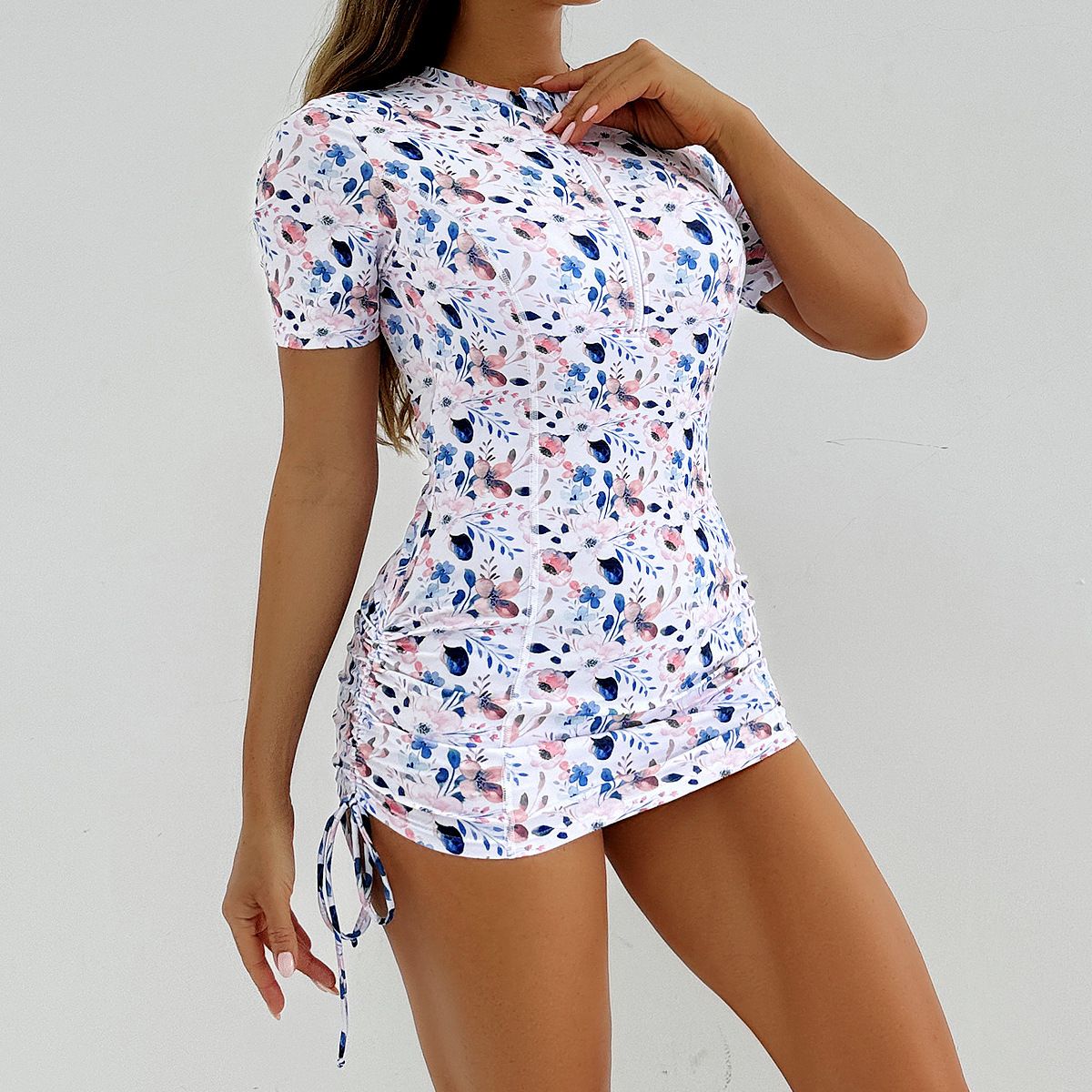 (image for) 2026 New Women Printed Short‑Sleeve Sports Set Rash Guard Swimsuit