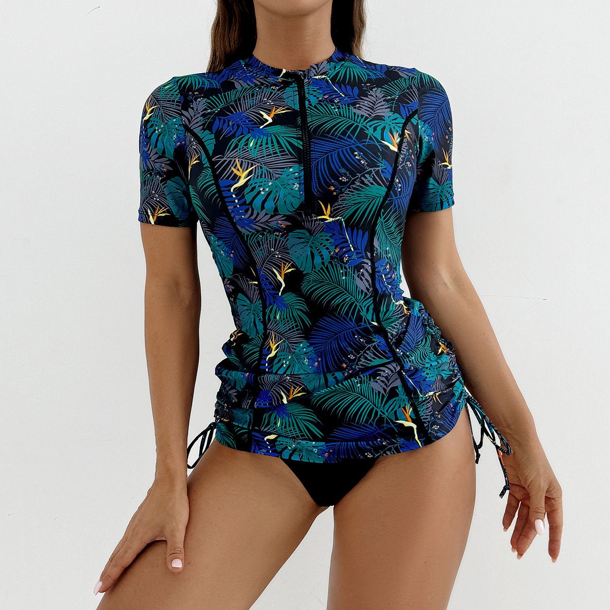(image for) 2026 New Women Printed Short‑Sleeve Sports Set Rash Guard Swimsuit