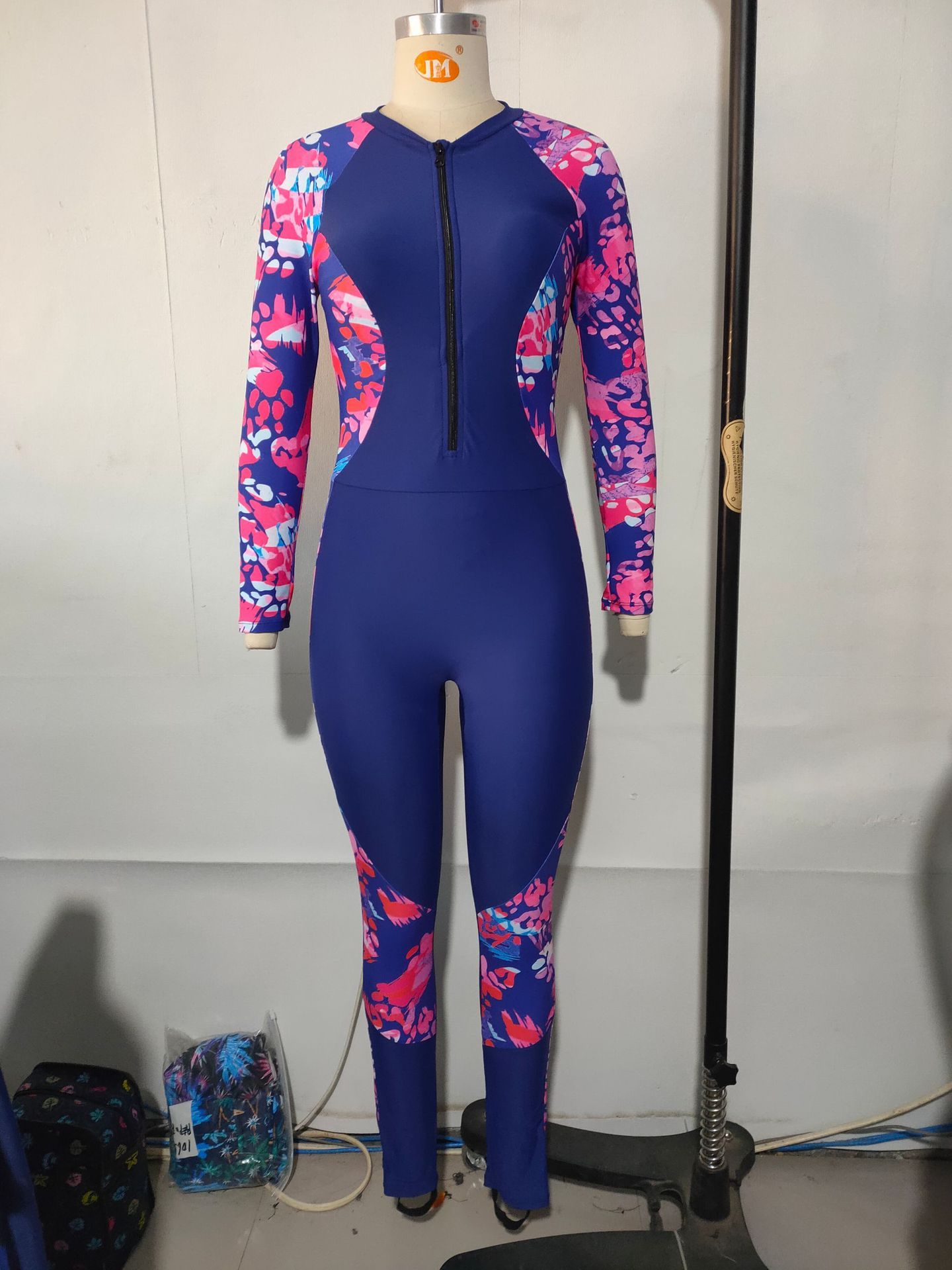 (image for) Women's Long Sleeve Full Body One Piece Rash Guard Swimsuit Floral Print Color Block High Stretch Conservative Surfing Diving UV Protection Swimwear