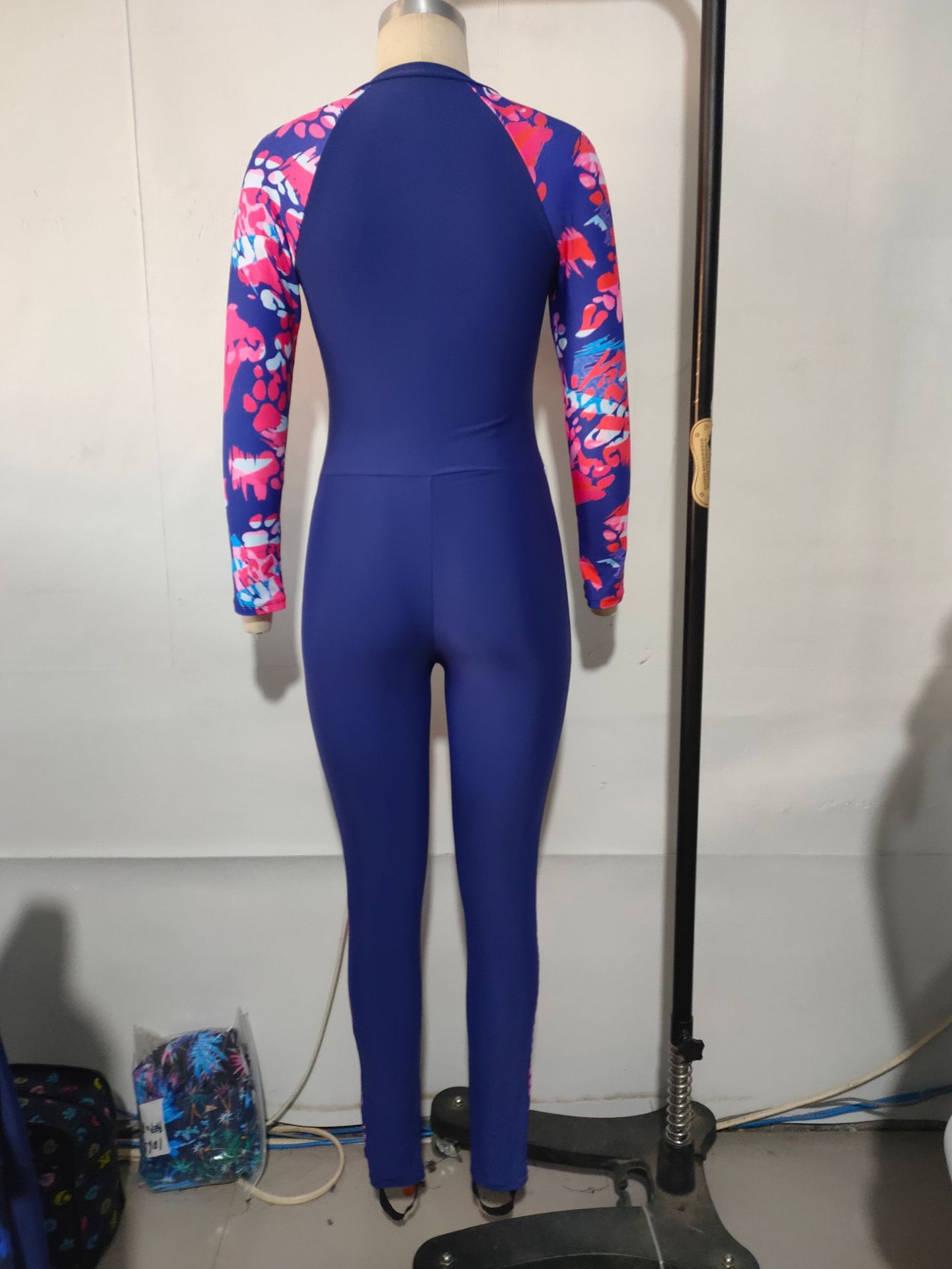 (image for) Women's Long Sleeve Full Body One Piece Rash Guard Swimsuit Floral Print Color Block High Stretch Conservative Surfing Diving UV Protection Swimwear