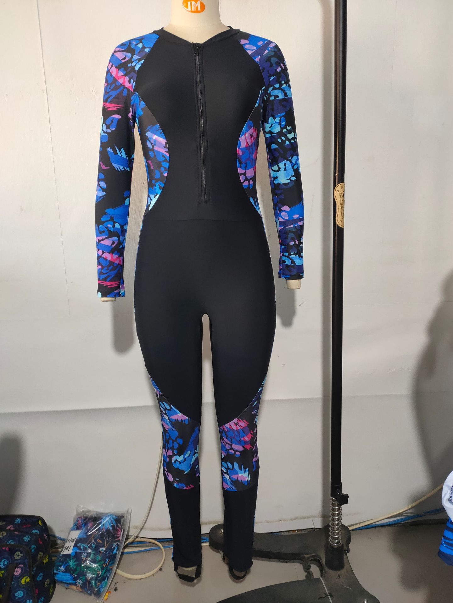 (image for) Women's Long Sleeve Full Body One Piece Rash Guard Swimsuit Floral Print Color Block High Stretch Conservative Surfing Diving UV Protection Swimwear